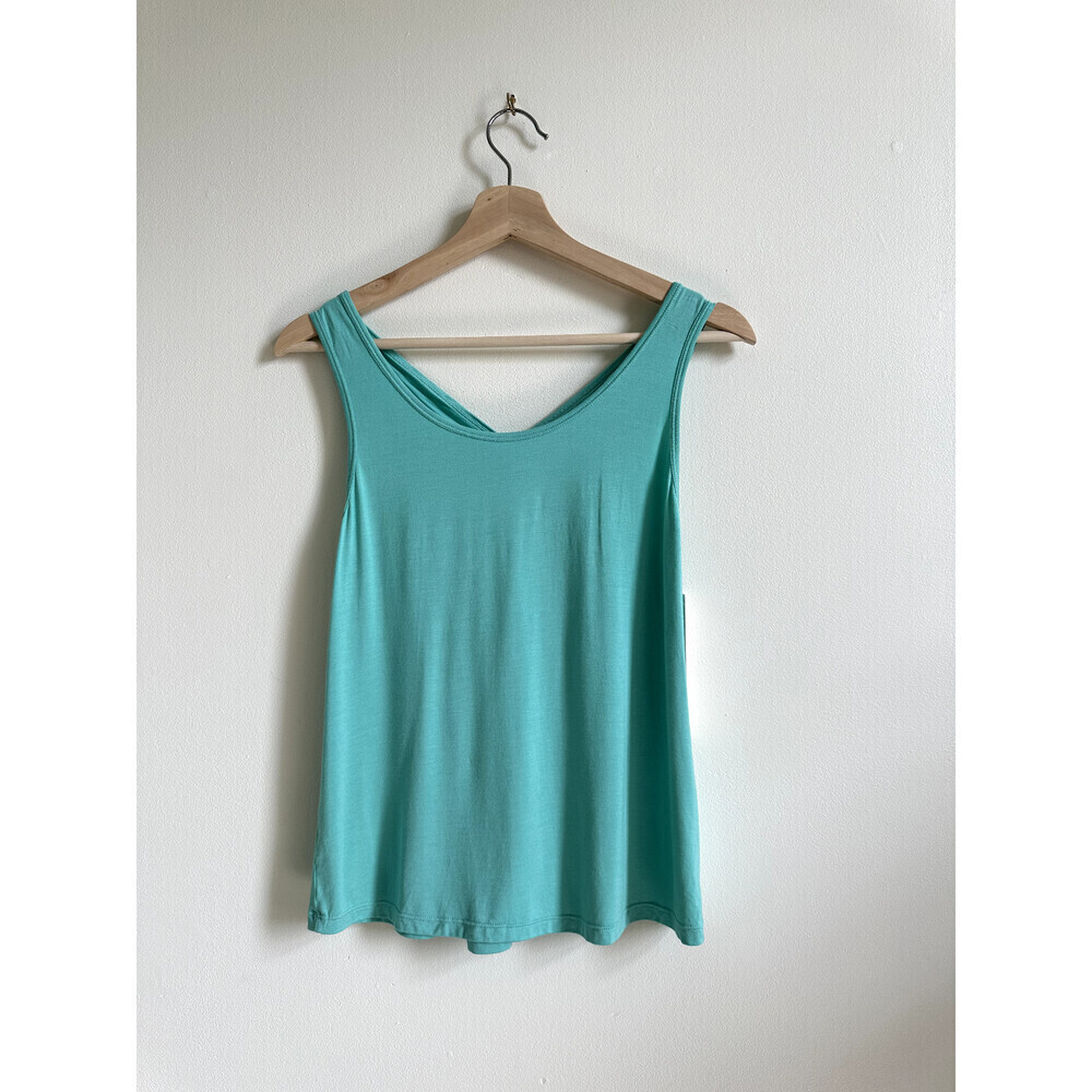 Nicole Miller Sport Teal Cross Back Stretch Activewear Tank Work Out size L $58